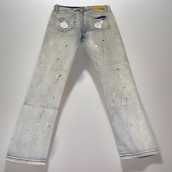 EUC: Men’s COTTON FARM Los Angeles Distressed/Paint Splash Denim Jeans - Picture 5 of 8
